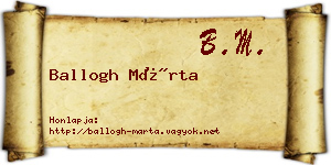 Ballogh Márta névjegykártya